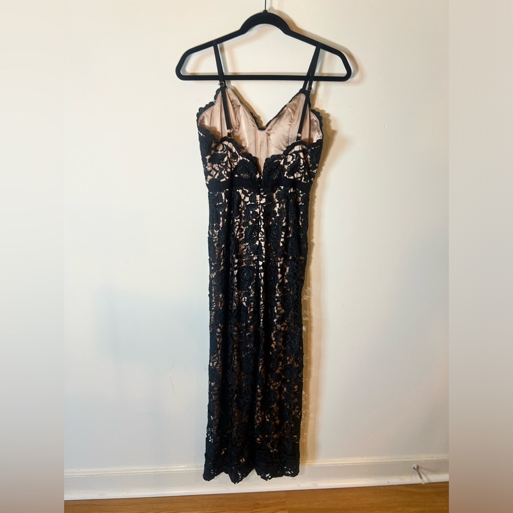 Catherine Deane Lace Cami-Strap Jumpsuit, Black/Almond | size 6 - Picture 4 of 12